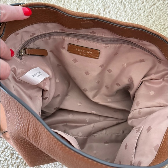 Kate Spade Jackson Double Compartment Pebbled Brown Leather Shoulder Bag - Picture 4 of 5
